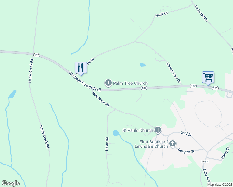 map of restaurants, bars, coffee shops, grocery stores, and more near 1160 West Stage Coach Trail in Lawndale