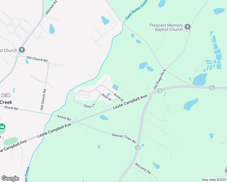 map of restaurants, bars, coffee shops, grocery stores, and more near 146 Anna Street in Lillington