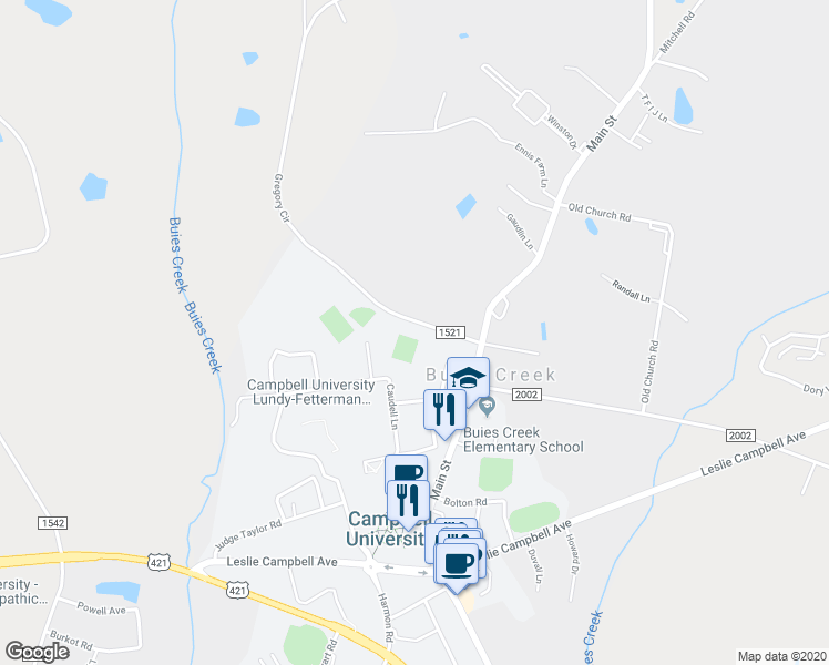 map of restaurants, bars, coffee shops, grocery stores, and more near 149 Gregory Circle in Lillington