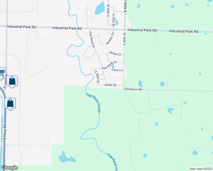 map of restaurants, bars, coffee shops, grocery stores, and more near 3803 Hollis Drive in Van Buren