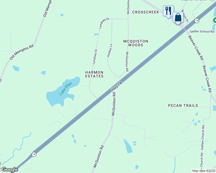 map of restaurants, bars, coffee shops, grocery stores, and more near 7771 Tennessee 14 in Brighton