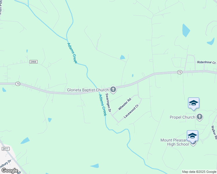 map of restaurants, bars, coffee shops, grocery stores, and more near 4895 North Carolina 73 in Concord