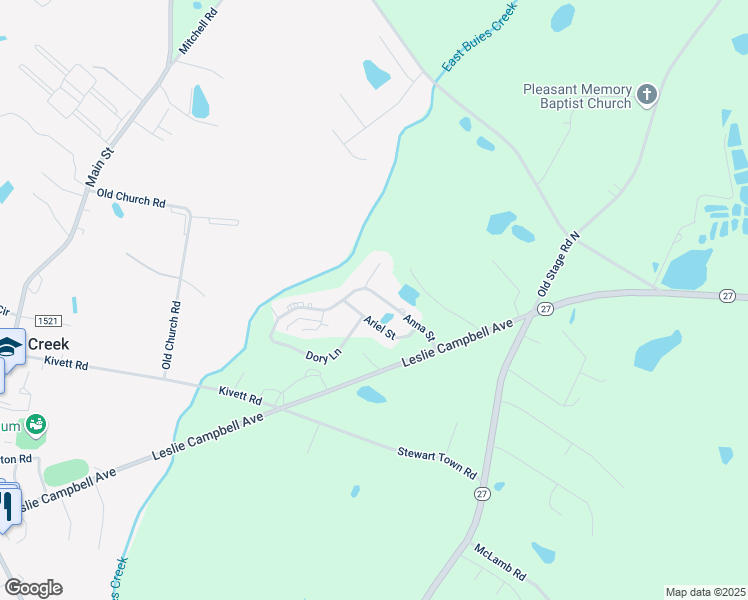 map of restaurants, bars, coffee shops, grocery stores, and more near 233 Anna Street in Lillington