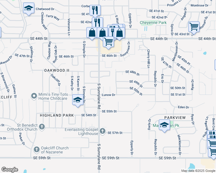 map of restaurants, bars, coffee shops, grocery stores, and more near 5009 Federal Court in Oklahoma City