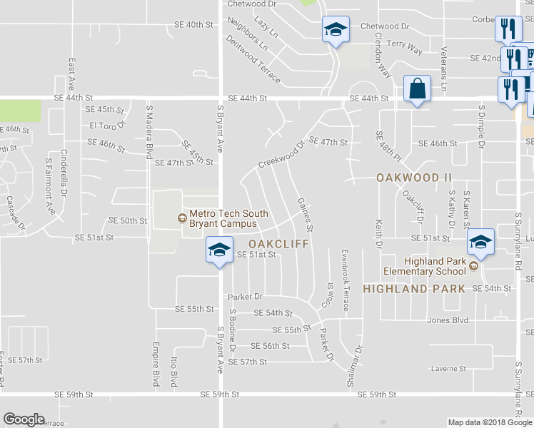 map of restaurants, bars, coffee shops, grocery stores, and more near 5017 Brookdale Drive in Oklahoma City