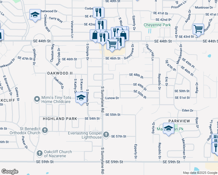 map of restaurants, bars, coffee shops, grocery stores, and more near 5009 Federal Court in Oklahoma City