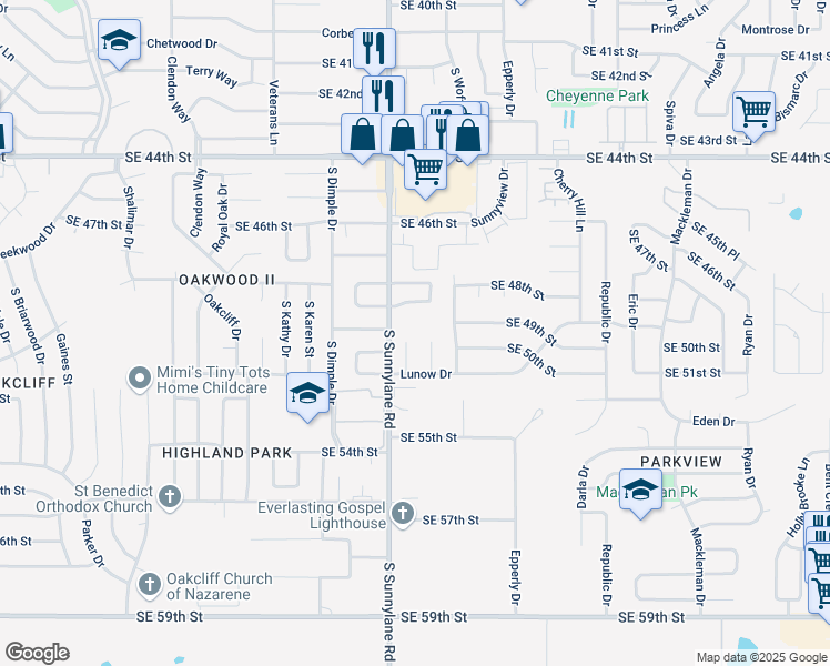 map of restaurants, bars, coffee shops, grocery stores, and more near 5009 Federal Court in Oklahoma City