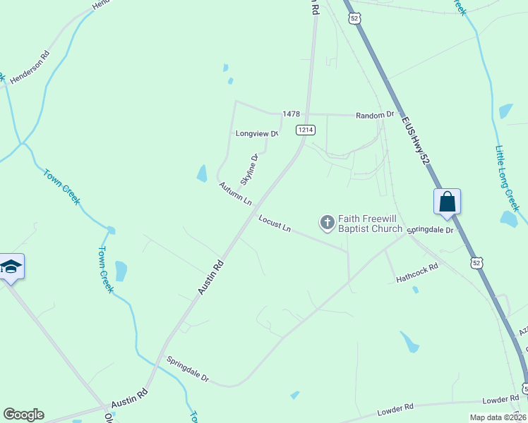 map of restaurants, bars, coffee shops, grocery stores, and more near 34823 Locust Lane in New London