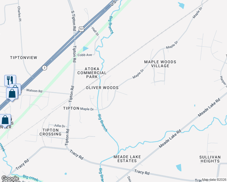 map of restaurants, bars, coffee shops, grocery stores, and more near 28 South Oleta Avenue in Atoka