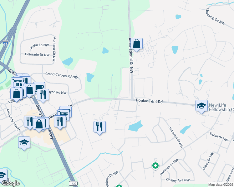 map of restaurants, bars, coffee shops, grocery stores, and more near in Concord