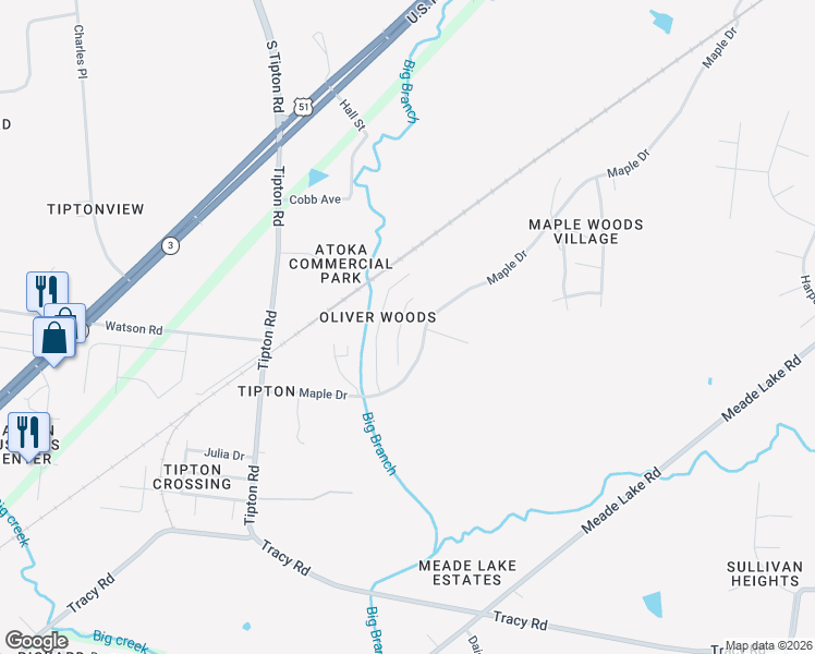 map of restaurants, bars, coffee shops, grocery stores, and more near 28 South Oleta Avenue in Atoka