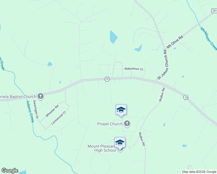 map of restaurants, bars, coffee shops, grocery stores, and more near 5600 North Carolina 73 in Concord