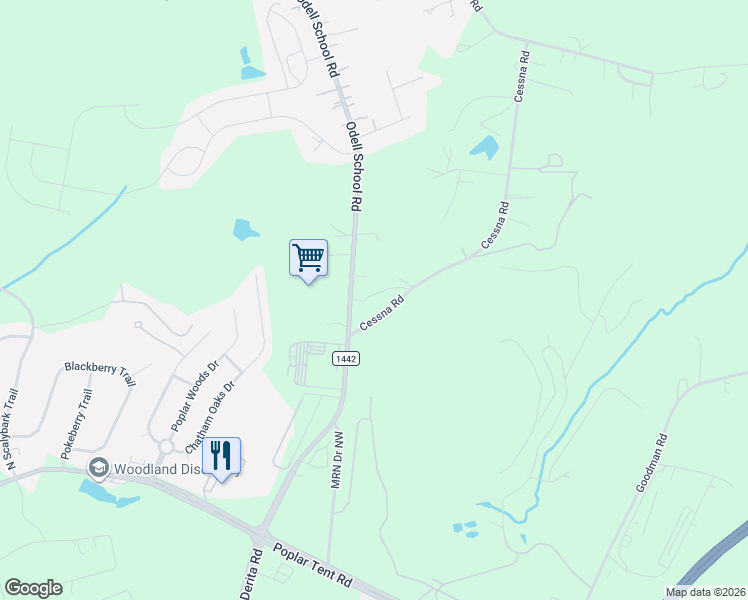 map of restaurants, bars, coffee shops, grocery stores, and more near 1-89 Cessna Road in Concord