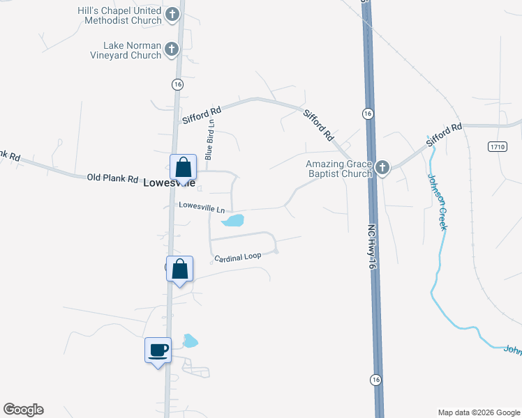 map of restaurants, bars, coffee shops, grocery stores, and more near 6718 Lowesville Lane in Stanley