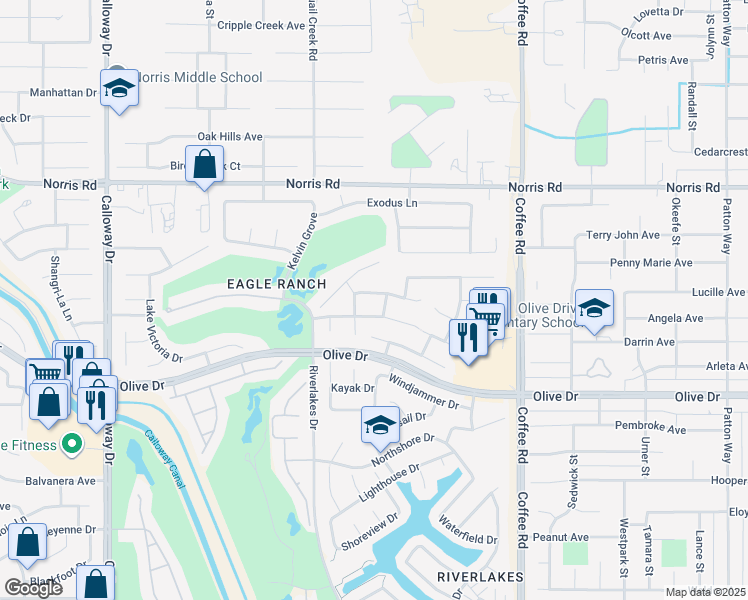 map of restaurants, bars, coffee shops, grocery stores, and more near 8611 Harbor Club Drive in Bakersfield