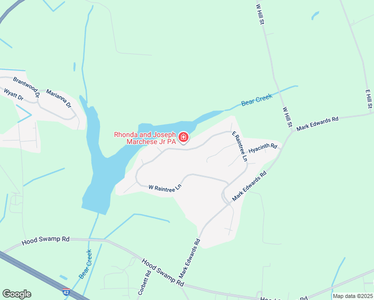 map of restaurants, bars, coffee shops, grocery stores, and more near 109 West Raintree Lane in Goldsboro