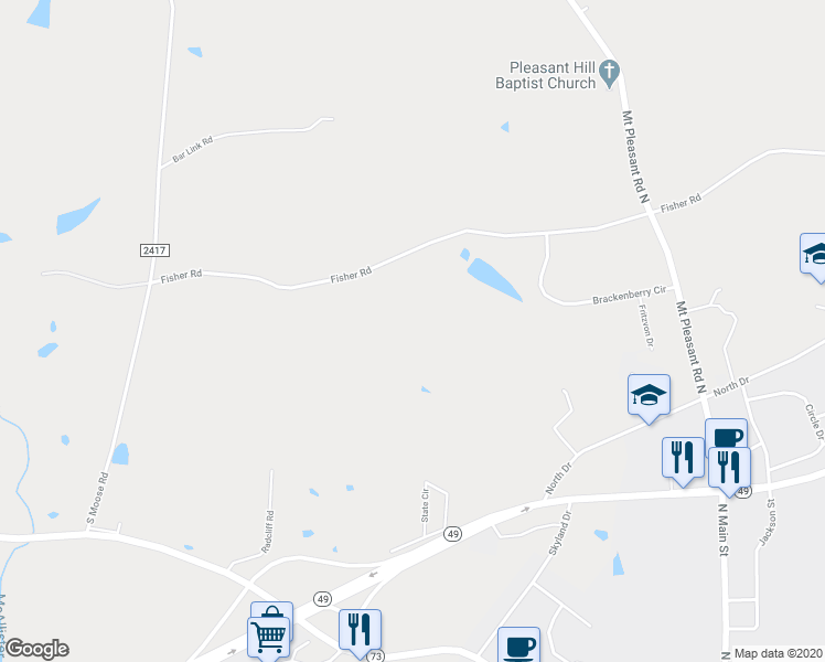 map of restaurants, bars, coffee shops, grocery stores, and more near 7850 Fisher Road in Mount Pleasant