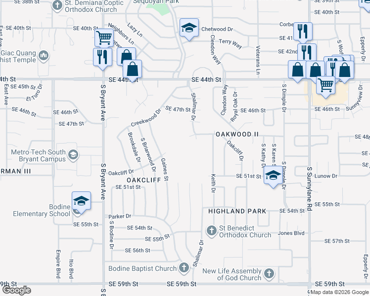 map of restaurants, bars, coffee shops, grocery stores, and more near 4812 Coble Street in Oklahoma City