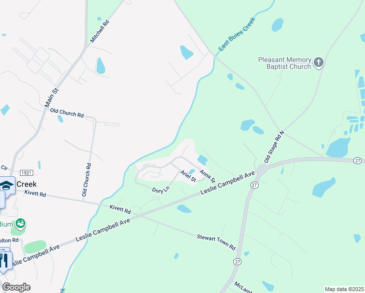 map of restaurants, bars, coffee shops, grocery stores, and more near 51 Linsey Court in Lillington