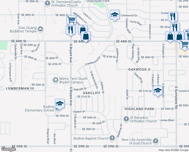 map of restaurants, bars, coffee shops, grocery stores, and more near 4929 Gaines Street in Oklahoma City
