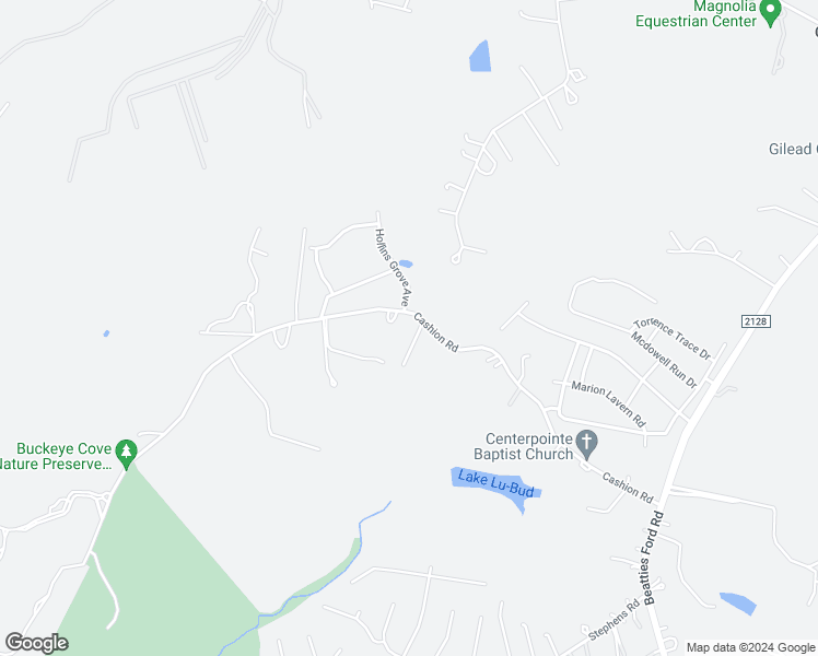 map of restaurants, bars, coffee shops, grocery stores, and more near 5938 Cashion Road in Huntersville