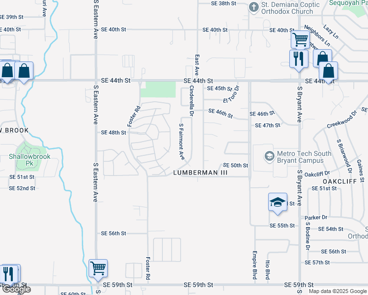map of restaurants, bars, coffee shops, grocery stores, and more near 5004 South Fairmont Avenue in Oklahoma City