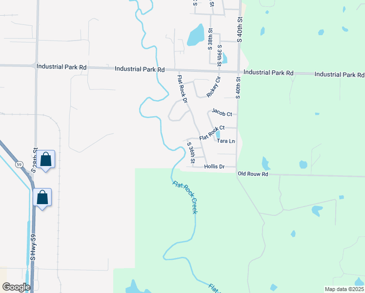 map of restaurants, bars, coffee shops, grocery stores, and more near 3402 Flat Rock Court in Van Buren