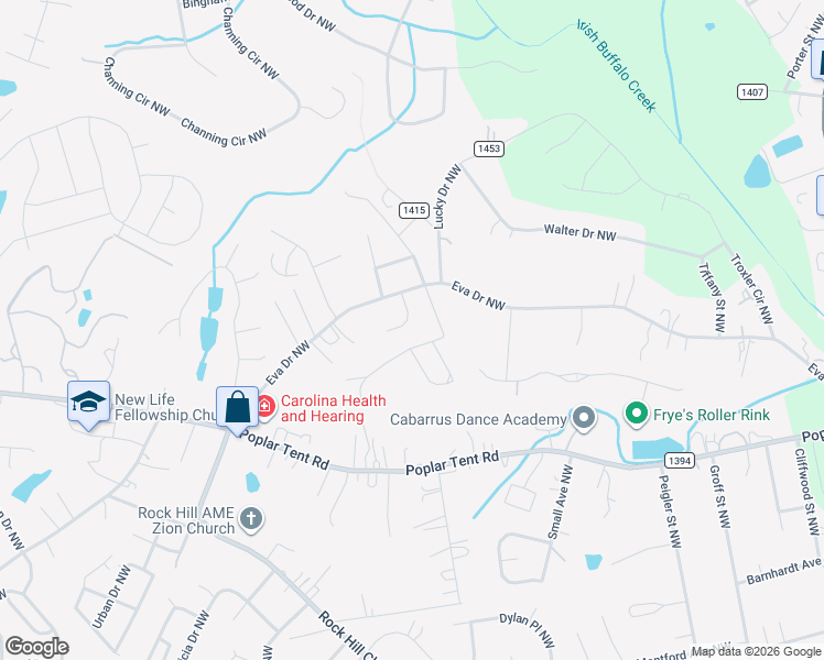 map of restaurants, bars, coffee shops, grocery stores, and more near 216 Christianna Court Northwest in Concord