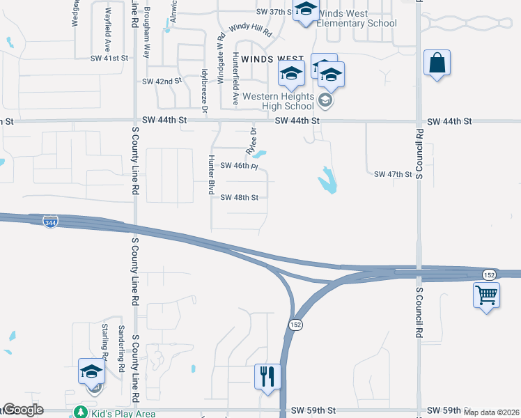 map of restaurants, bars, coffee shops, grocery stores, and more near 8400 Southwest 48th Street in Oklahoma City