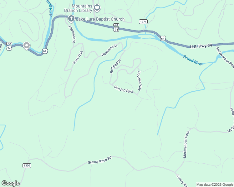 map of restaurants, bars, coffee shops, grocery stores, and more near 189 Birddog Boulevard in Lake Lure