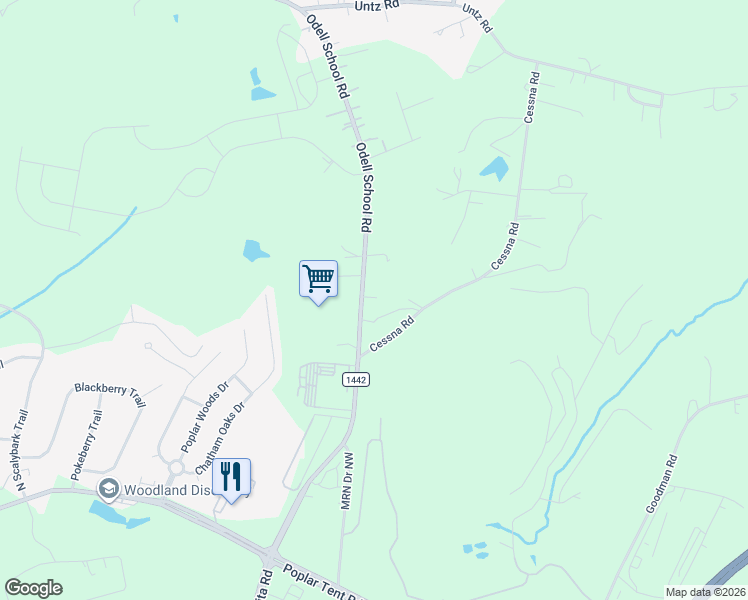 map of restaurants, bars, coffee shops, grocery stores, and more near 179 Odell School Road in Concord