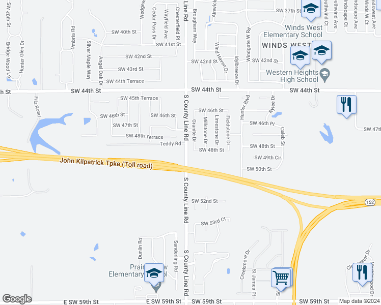 map of restaurants, bars, coffee shops, grocery stores, and more near 4829 Granite Drive in Oklahoma City