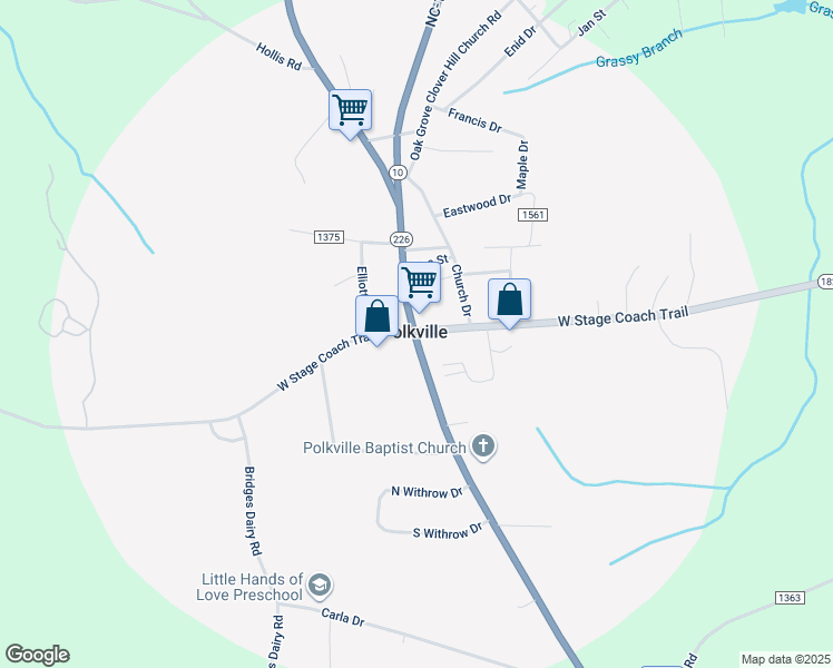 map of restaurants, bars, coffee shops, grocery stores, and more near in Shelby