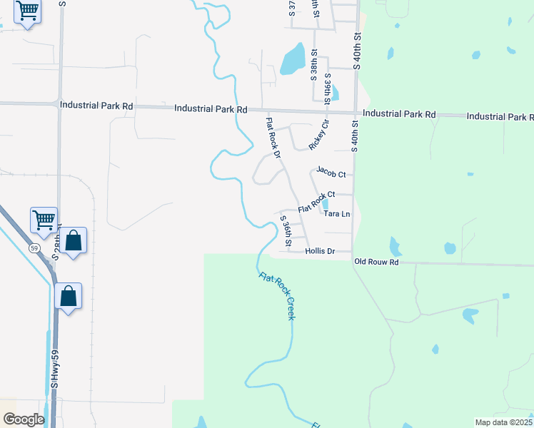 map of restaurants, bars, coffee shops, grocery stores, and more near 3402 Flat Rock Court in Van Buren