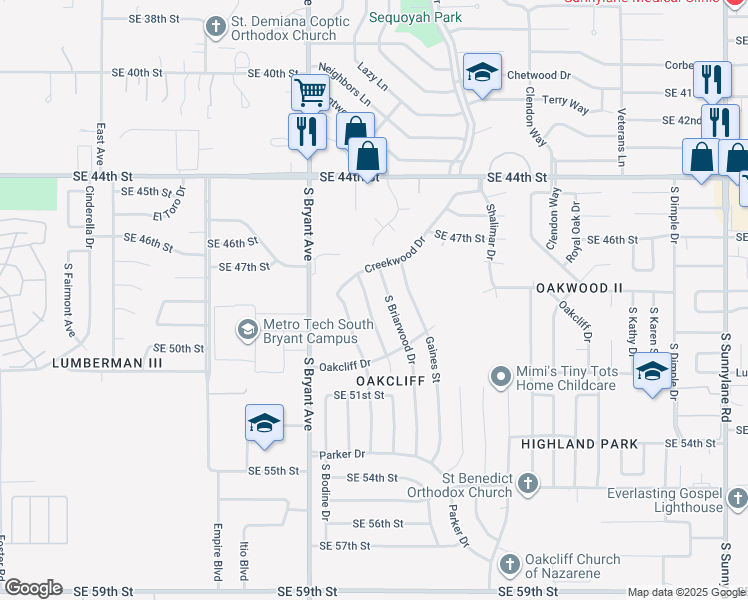 map of restaurants, bars, coffee shops, grocery stores, and more near 4924 Brookdale St in Oklahoma City