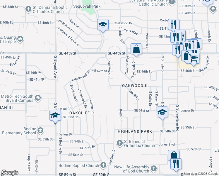 map of restaurants, bars, coffee shops, grocery stores, and more near 4812 Coble Street in Oklahoma City