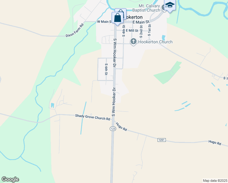 map of restaurants, bars, coffee shops, grocery stores, and more near Highway 123 South in Hookerton