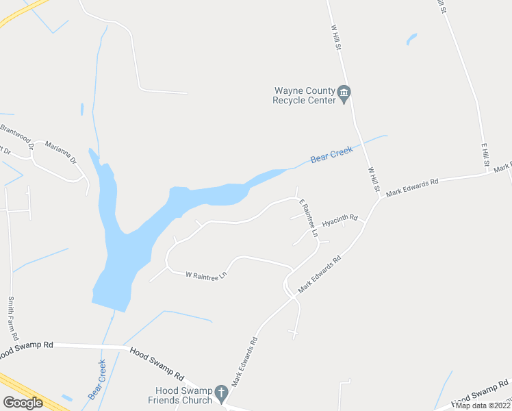 map of restaurants, bars, coffee shops, grocery stores, and more near 612 East Raintree Lane in Goldsboro