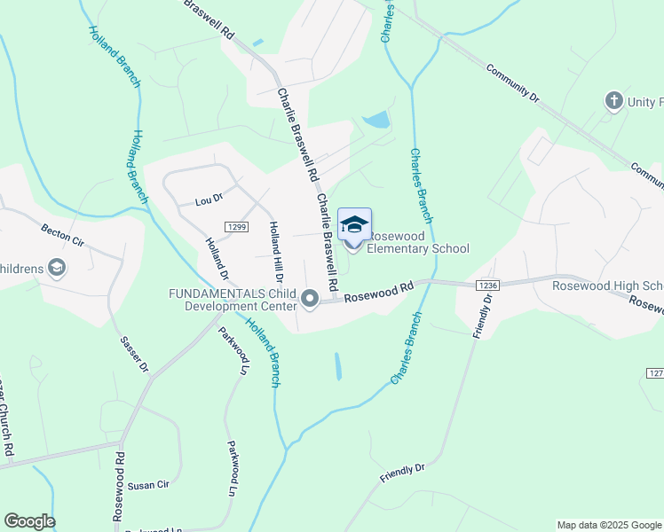 map of restaurants, bars, coffee shops, grocery stores, and more near Charlie Braswell Rd in Goldsboro