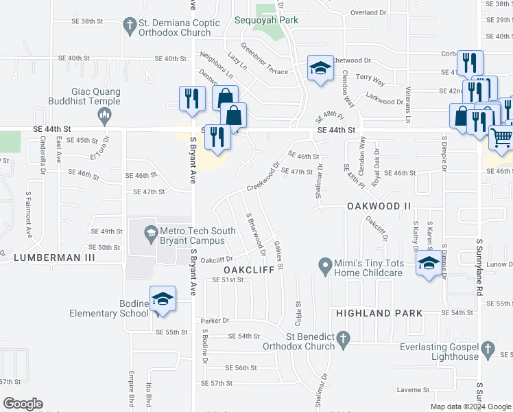map of restaurants, bars, coffee shops, grocery stores, and more near 4917 Gaines Street in Oklahoma City