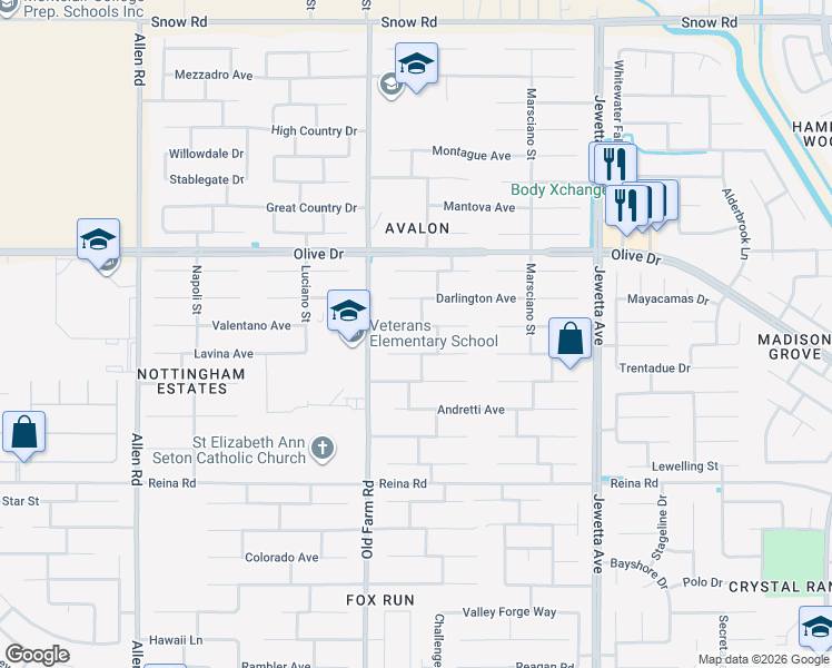 map of restaurants, bars, coffee shops, grocery stores, and more near 11823 Dakota Hills Avenue in Bakersfield