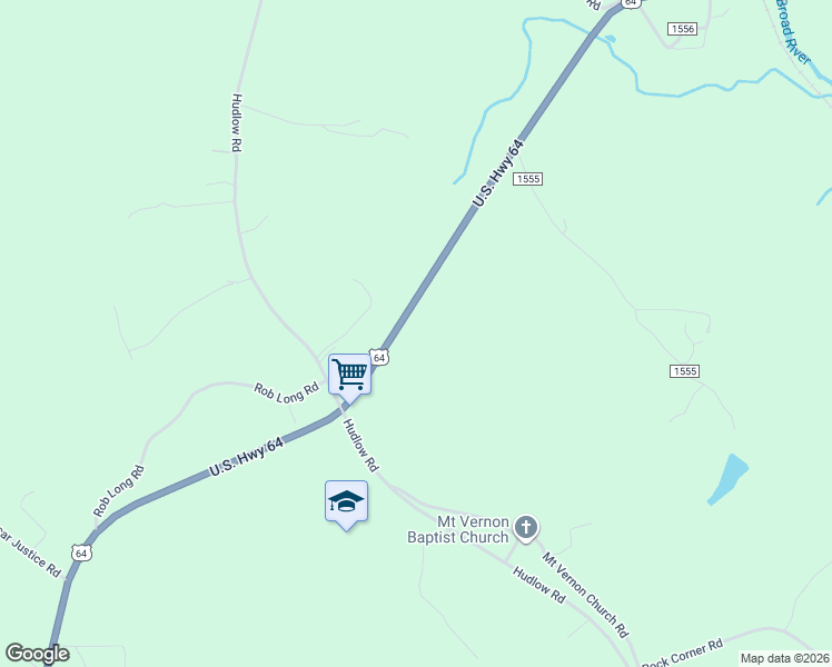 map of restaurants, bars, coffee shops, grocery stores, and more near 1880 U.S. Highway 64 in Rutherfordton