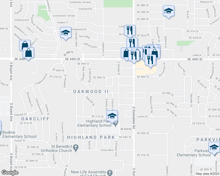 map of restaurants, bars, coffee shops, grocery stores, and more near 4709 South Karen Drive in Oklahoma City