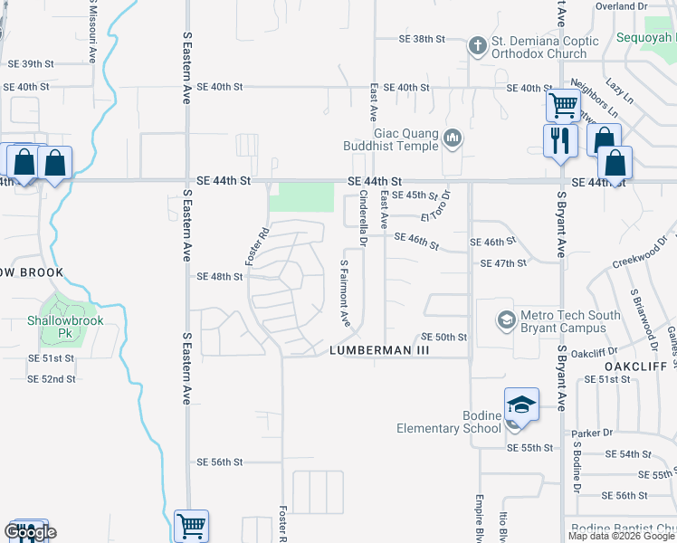 map of restaurants, bars, coffee shops, grocery stores, and more near 4805 South Fairmont Avenue in Oklahoma City