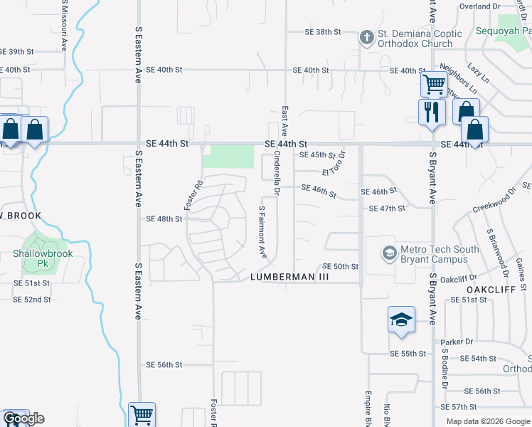 map of restaurants, bars, coffee shops, grocery stores, and more near 4805 South Fairmont Avenue in Oklahoma City