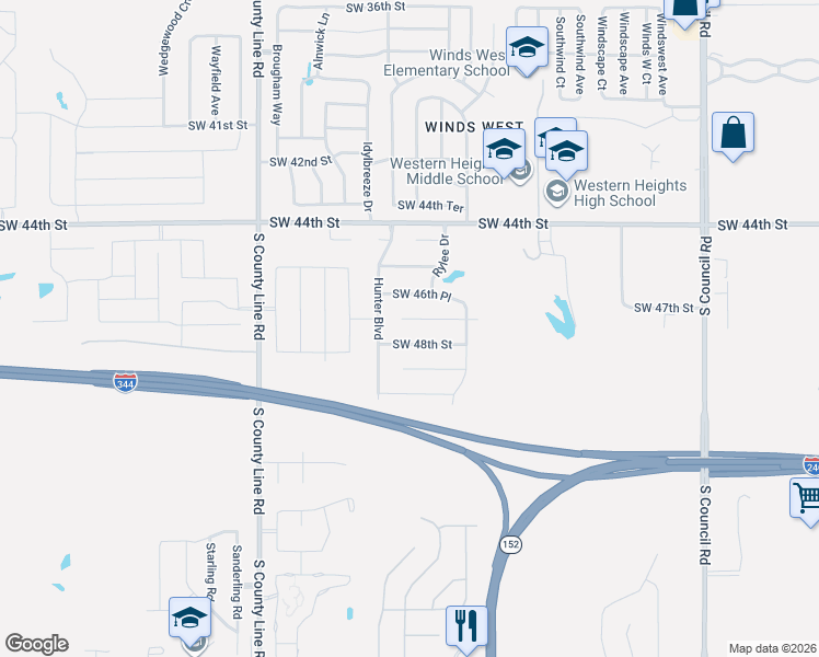 map of restaurants, bars, coffee shops, grocery stores, and more near 8505 Southwest 47th Circle in Oklahoma City