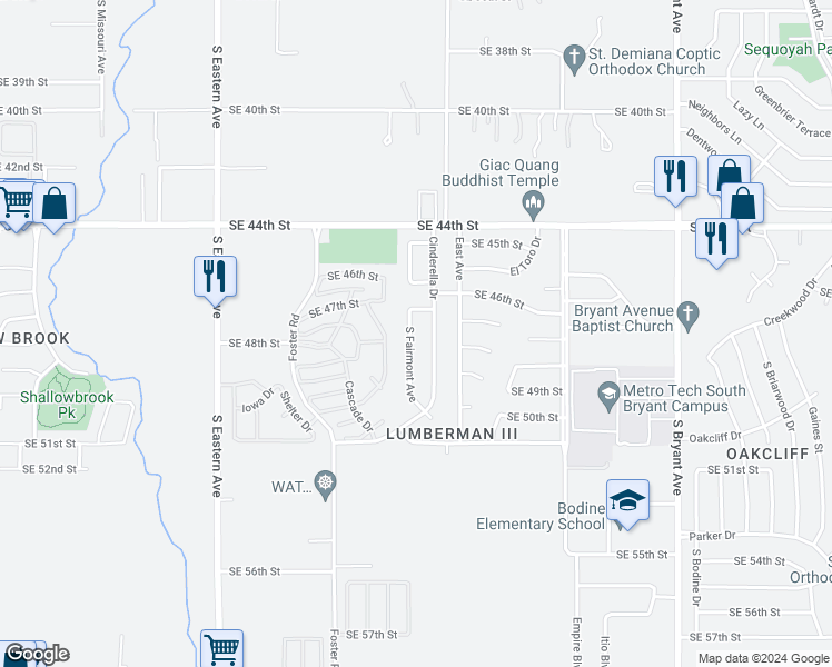 map of restaurants, bars, coffee shops, grocery stores, and more near 4816 South Fairmont Avenue in Oklahoma City