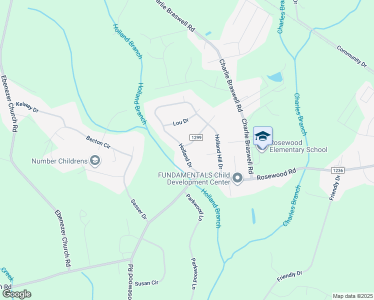 map of restaurants, bars, coffee shops, grocery stores, and more near 108 Holland Hill Drive in Goldsboro