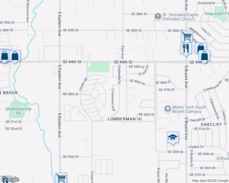map of restaurants, bars, coffee shops, grocery stores, and more near 4805 South Fairmont Avenue in Oklahoma City