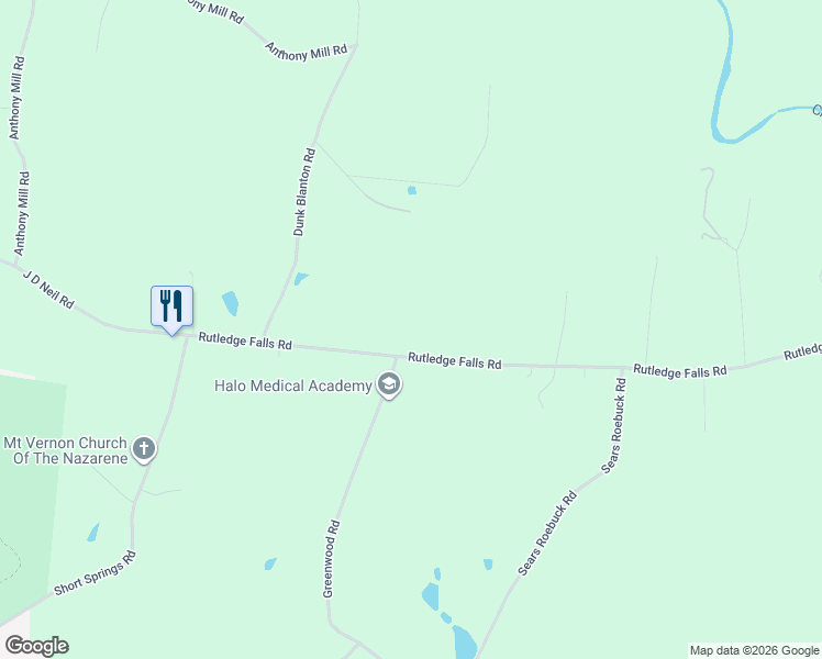 map of restaurants, bars, coffee shops, grocery stores, and more near 2680 Rutledge Falls Road in Tullahoma